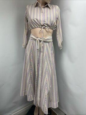 Lisa Marie Fernandez Multicolor Striped High-Low Maxi Skirt and Top